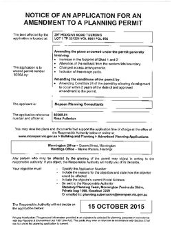 Notice of an application for an amendment to a planning permit