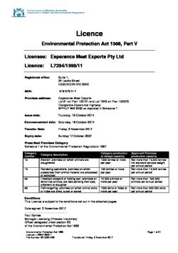 Esperance Meat Exports/Shark Lake Abattoir Licence