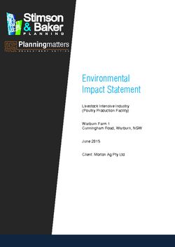 Environmental Impact Statement - Livestock Intensive Industry (Poultry Production Facility) Warburn Farm 1 Cunningham Road, Warb