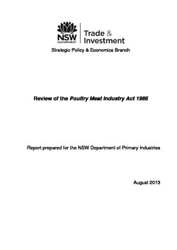 Review of the Poultry Meat Industry Act 1986