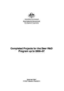 Completed Projects for the Deer R&D Program up to 2006â€“07