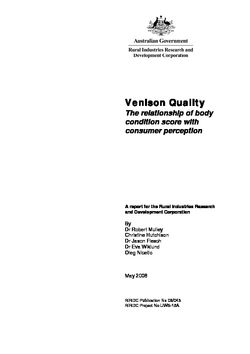 Venison Quality - The relationship of body condition score with consumer perception