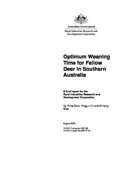 Optimum Weaning Time for Fallow Deer in Southern Australia