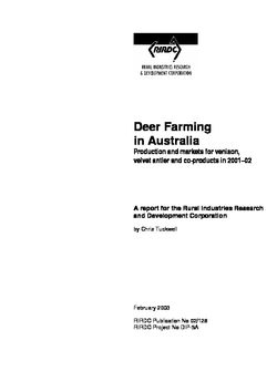 Deer Farming in Australia. Production and markets for venison, velvet antler and co-products in 2001â€“02