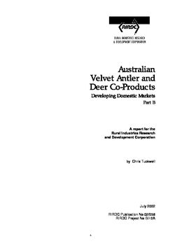 Australian Velvet Antler and Deer Co-Products Developing Domestic Markets Part B