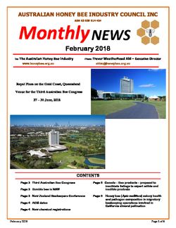 Australian Honey Bee Industry Council Inc. Monthly Newletter - February 2018