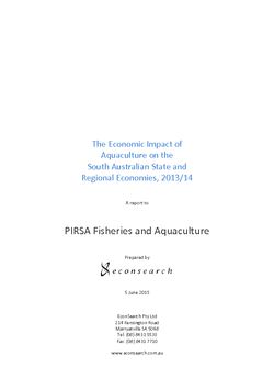 Economic Impact of Aquaculture on SA State & Regional Economies 2013-14