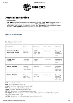 FRDC Stock Status Overview - Australian Sardine 2016
