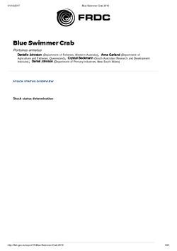 FRDC Stock Status Overview - Blue Swimmer Crab 2016