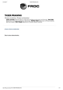 FRDC Stock Status Overview - Tiger Prawns 2016