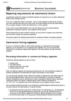 Reporting Requirements for Commercial Fishers - Qld Gov