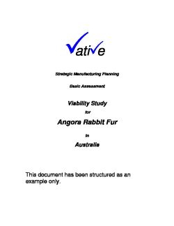 Strategic Manufacturing Planning Basic Assessment Viability Study  for Angora Rabbit Fur In Australia Angora Rabbit Fur Producti
