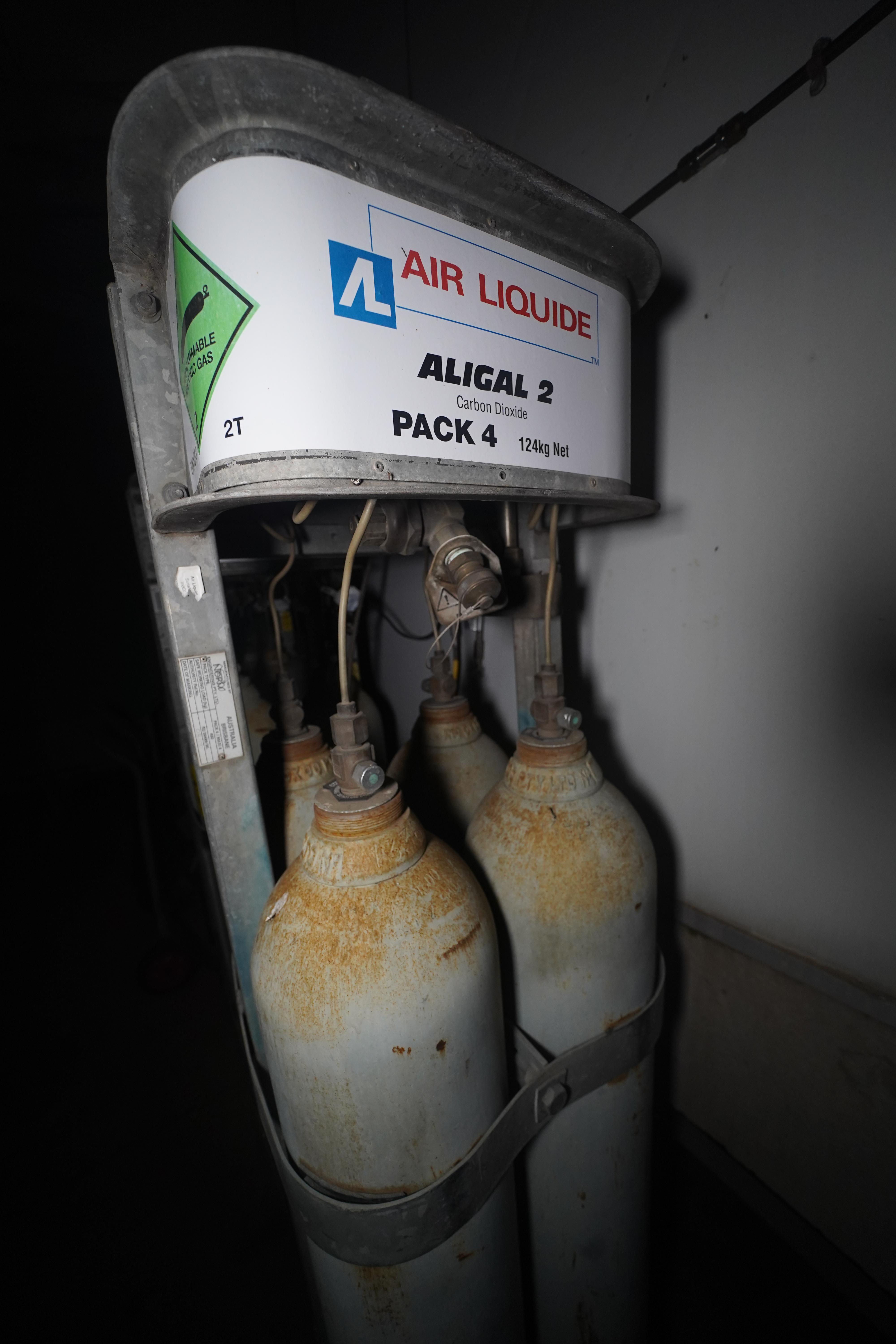 An air liquide gas cylinder outside Australian Food Group slaughterhouse