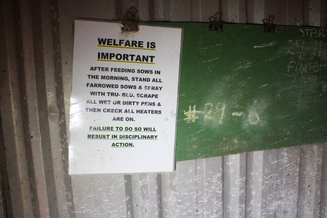 Notice on wall: 'Welfare is important'