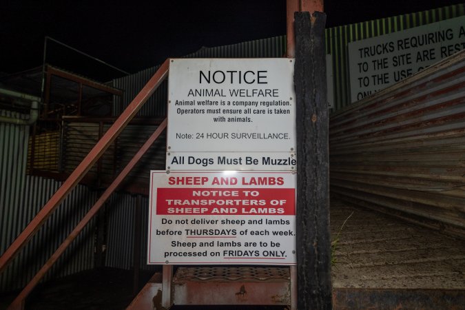 Signage at unloading area