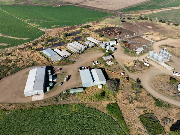 Aerial view of Barron Piggery and Feedlot