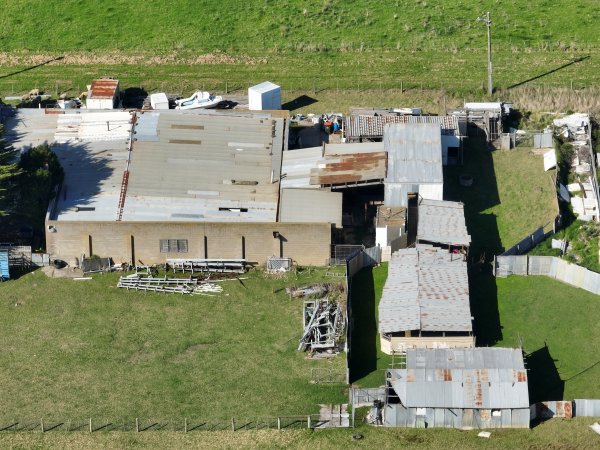 Drone flyover of rabbit/sheep slaughterhouse