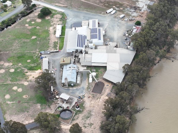 Drone flyover of slaughterhouse