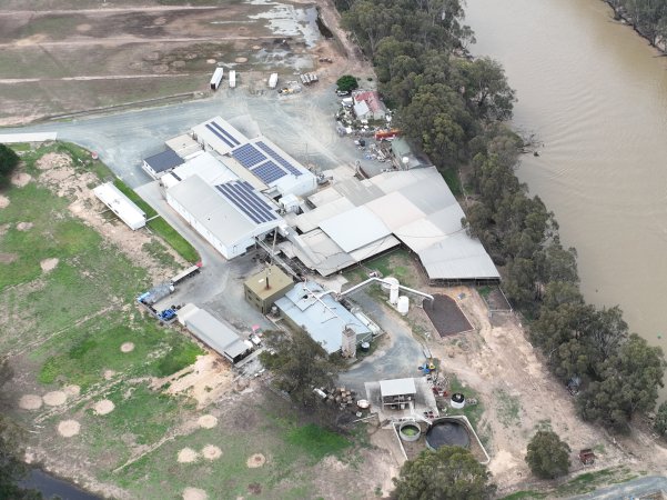 Drone flyover of slaughterhouse