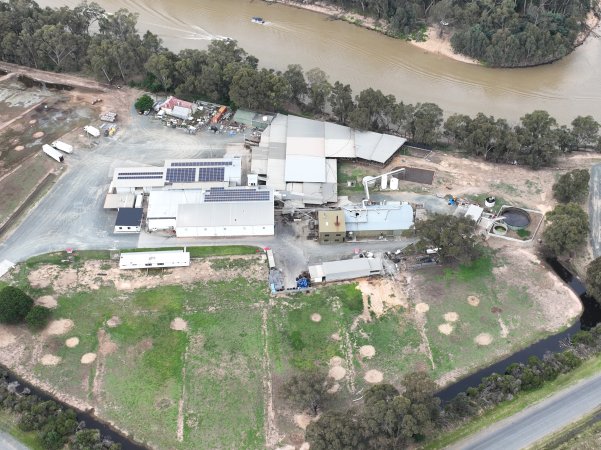 Drone flyover of slaughterhouse