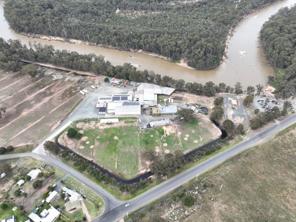 Drone flyover of slaughterhouse