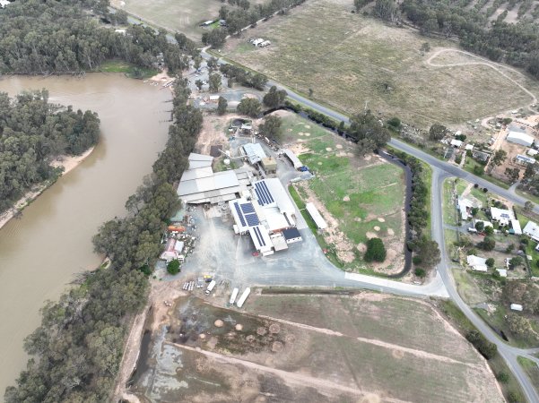 Drone flyover of slaughterhouse