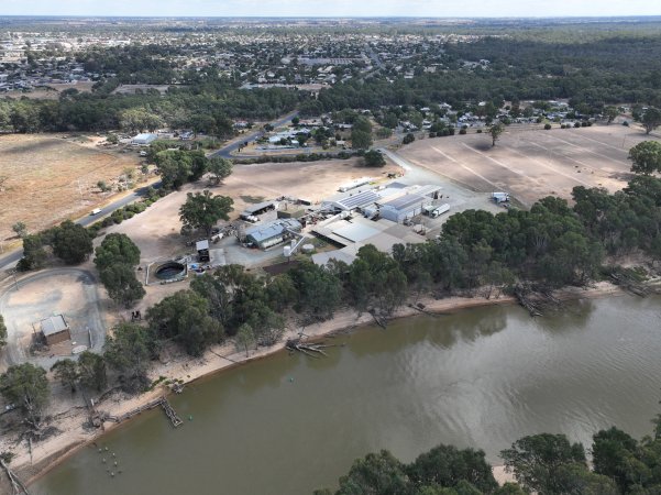 Drone flyover of slaughterhouse