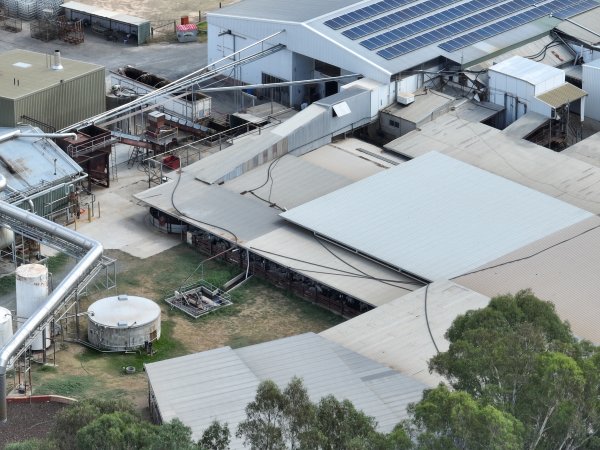 Drone flyover of slaughterhouse