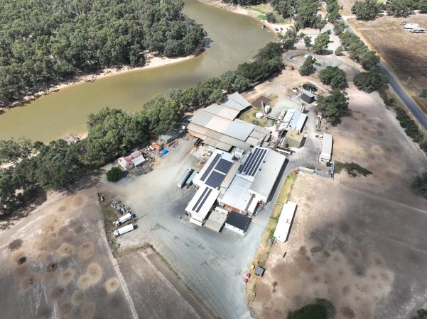 Drone flyover of slaughterhouse