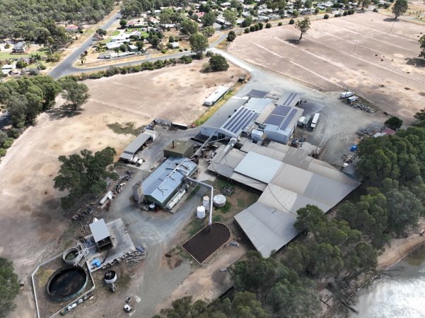 Drone flyover of slaughterhouse