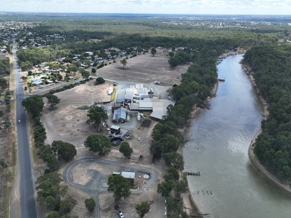 Drone flyover of slaughterhouse