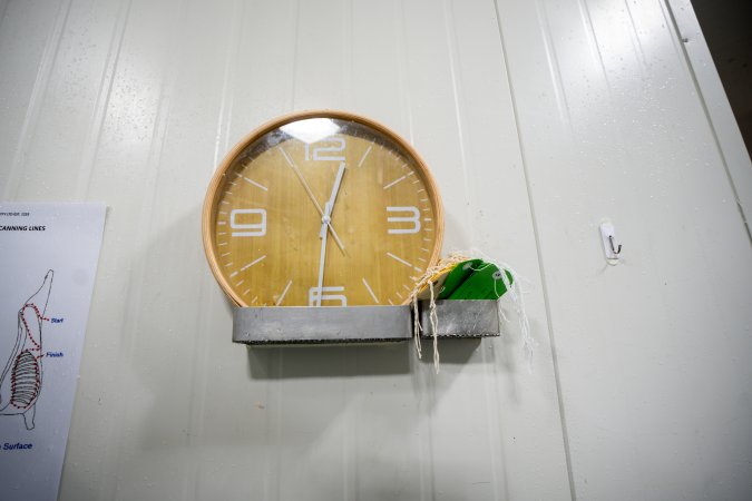 Clock in the Processing Area of Slaughterhouse