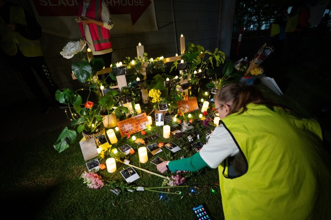 Protestors attending the Cedar Meats Vigil 2024