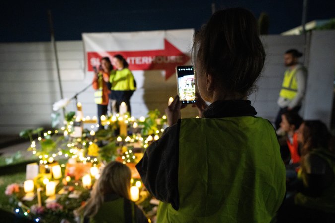 Protestors attending the Cedar Meats Vigil 2024