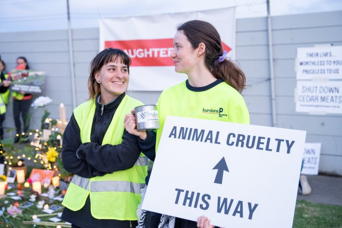 Protestors attending the Cedar Meats Vigil 2024