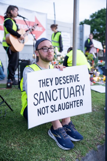 Protestors attending the Cedar Meats Vigil 2024