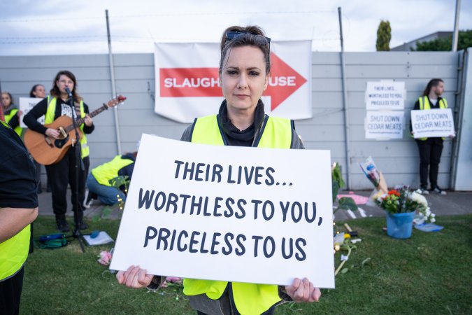 Protestors attending the Cedar Meats Vigil 2024