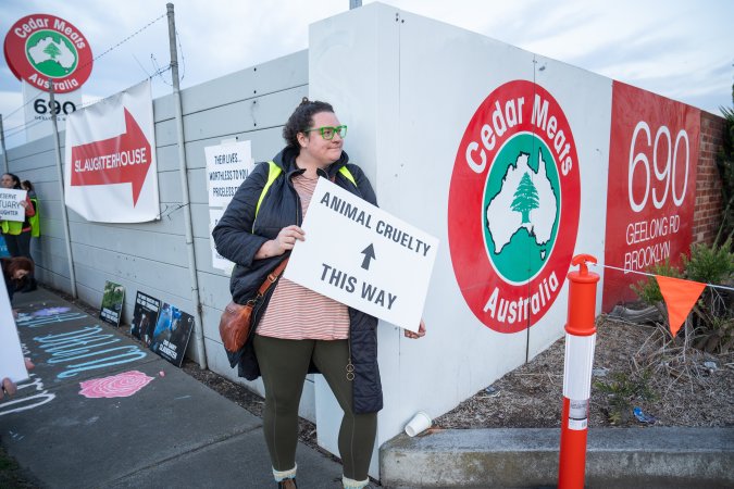 Protestors attending the Cedar Meats Vigil 2024