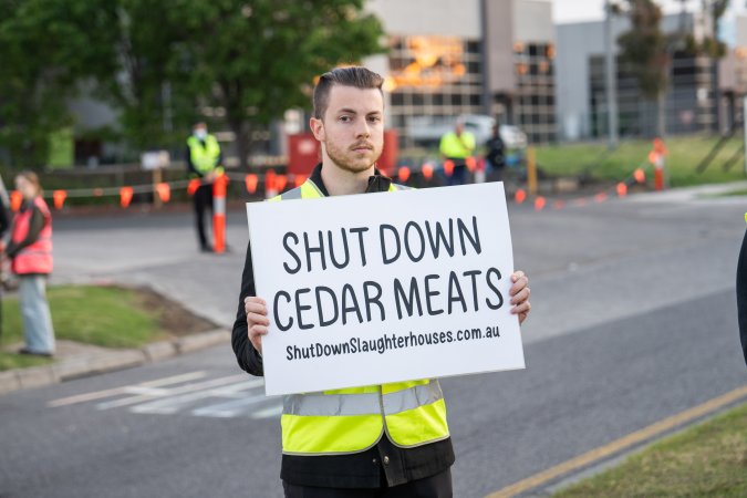 Protestors attending the Cedar Meats Vigil 2024