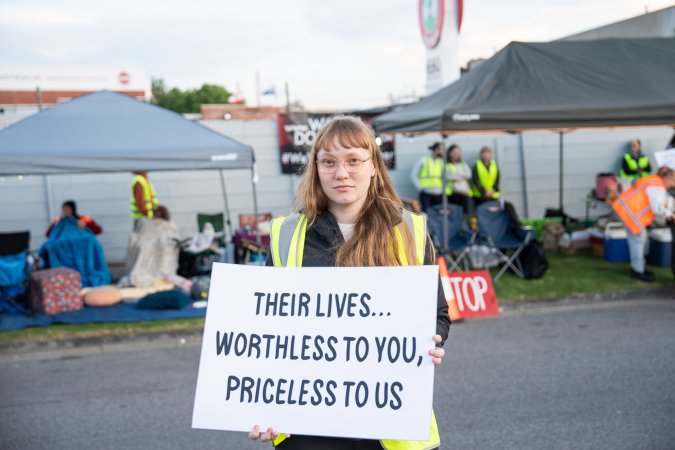 Protestors attending the Cedar Meats Vigil 2024