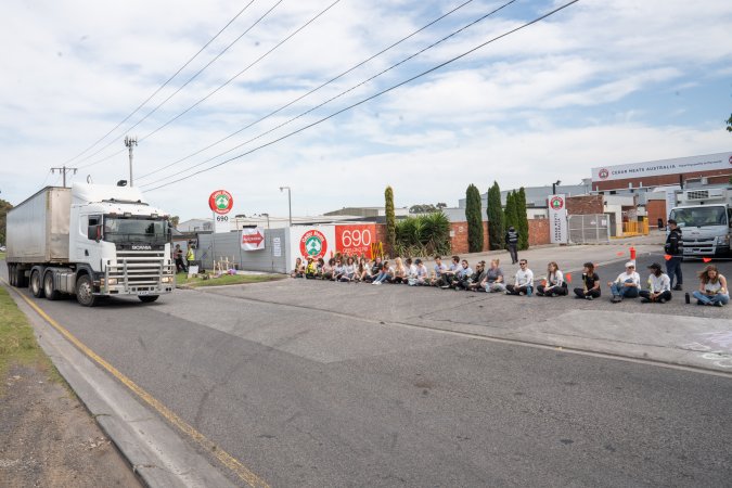 Protestors attending the Cedar Meats Vigil 2024