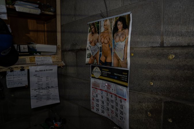 Nude photo calendar found in the office of Millmerran Meats slaughterhouse