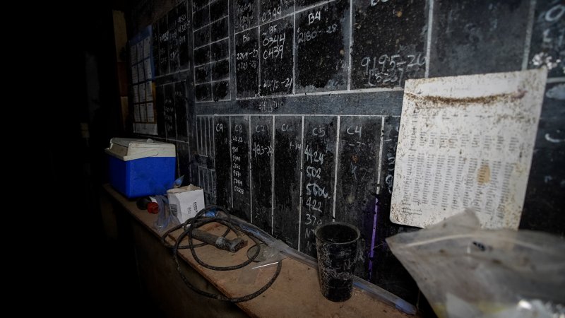 Blackboard near mating stalls