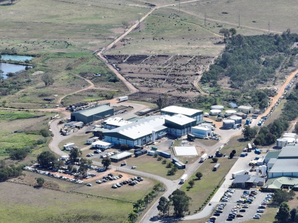 Drone flyover of slaughterhouse