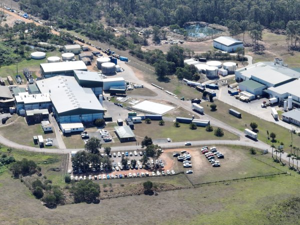 Drone flyover of slaughterhouse