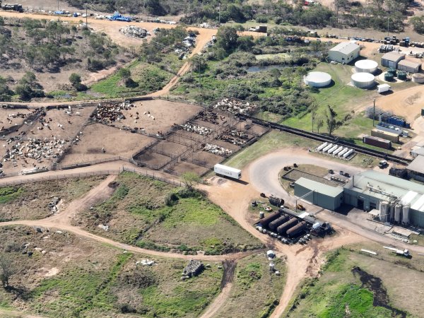 Drone flyover of slaughterhouse