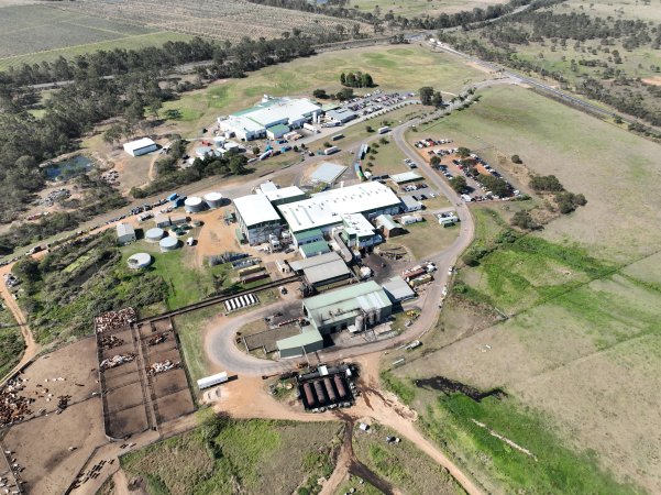 Drone flyover of slaughterhouse