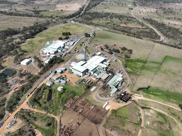 Drone flyover of slaughterhouse