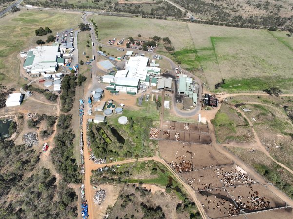 Drone flyover of slaughterhouse