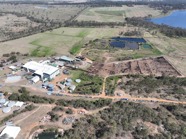 Drone flyover of slaughterhouse